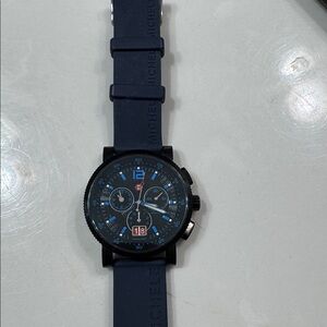 Michele Navy and black Chronograph Watch
Red detail on face